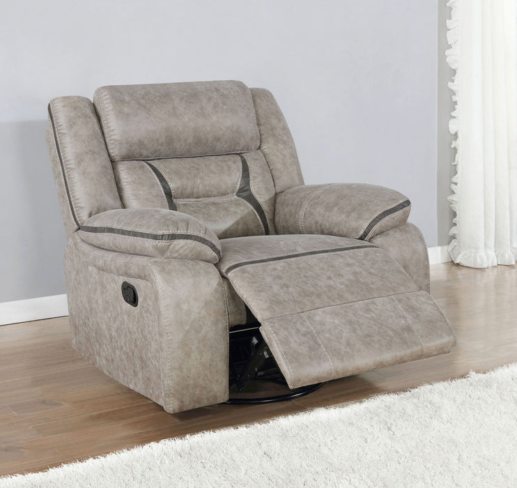 Greer Upholstered Swivel Glider Recliner Chair Taupe