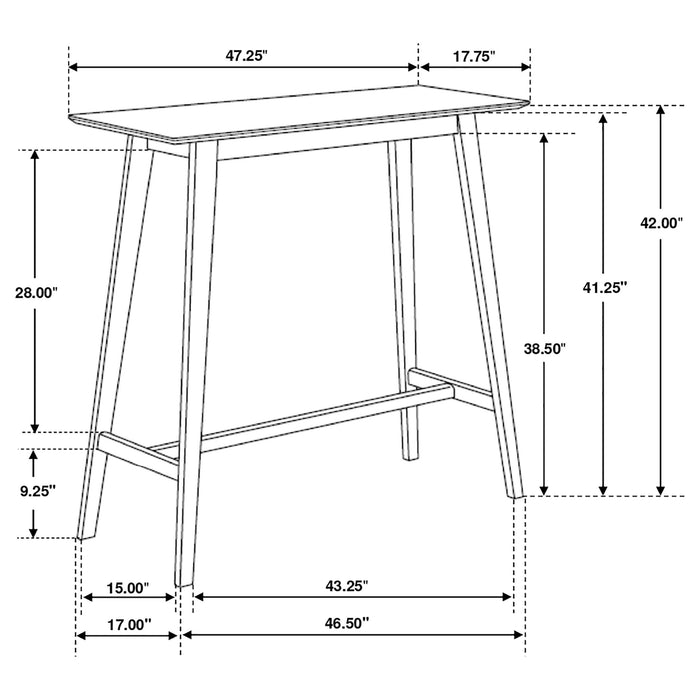 Finnick Rectangular 47-inch Pub Height Bar Table Walnut - Walo Furniture 