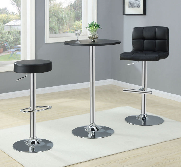 Lenny Upholstered Adjustable Bar Stool Black (Set of 2) - Walo Furniture 