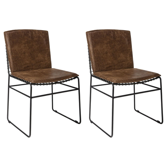 Abbott Metal Dining Side Chair Antique Brown (Set of 2) - Walo Furniture 