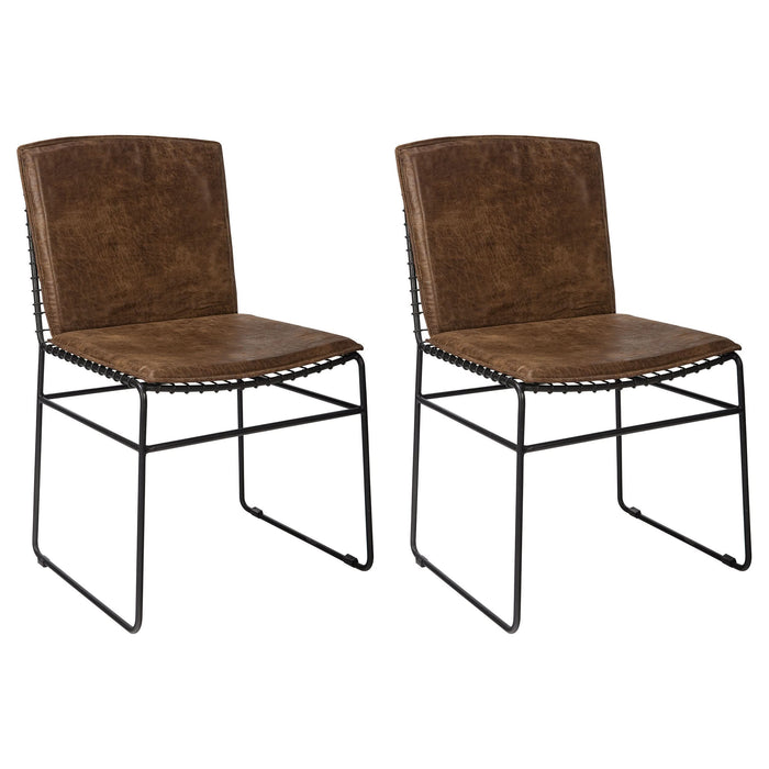 Abbott Metal Dining Side Chair Antique Brown (Set of 2) - Walo Furniture 