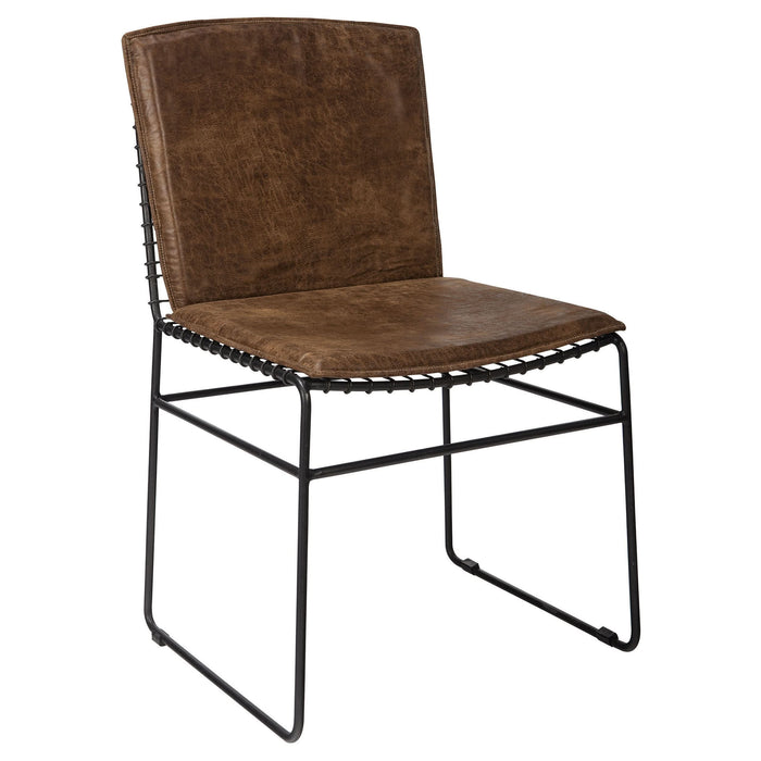 Abbott Metal Dining Side Chair Antique Brown (Set of 2) - Walo Furniture 