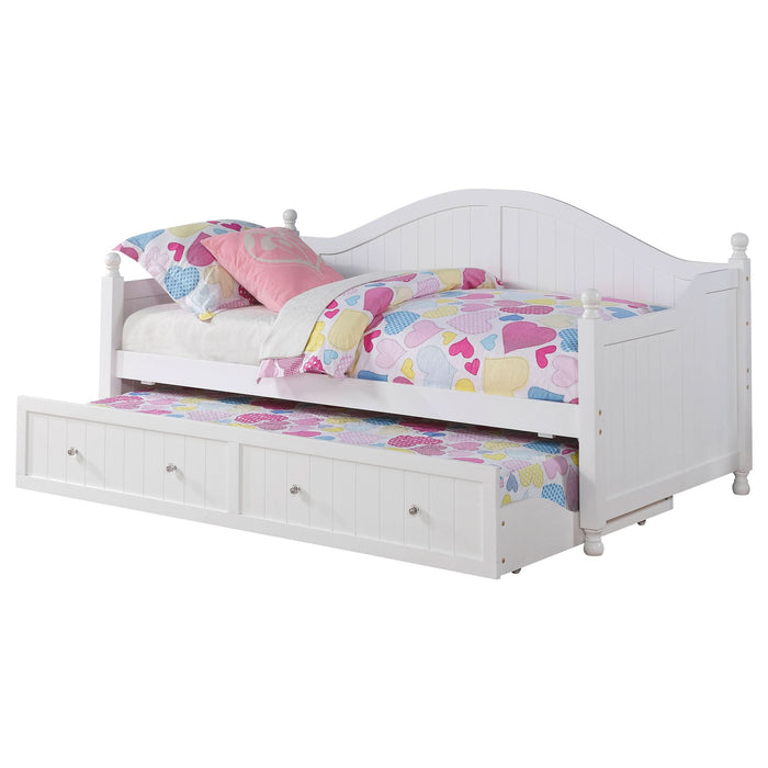 Julie Ann Wood Twin Daybed with Trundle White - Walo Furniture 