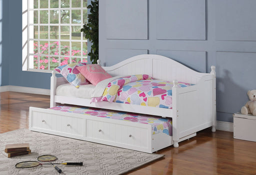 Julie Ann Wood Twin Daybed with Trundle White - Walo Furniture 