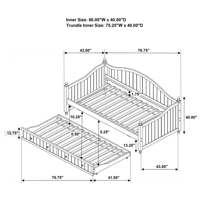 Julie Ann Wood Twin Daybed with Trundle White - Walo Furniture 