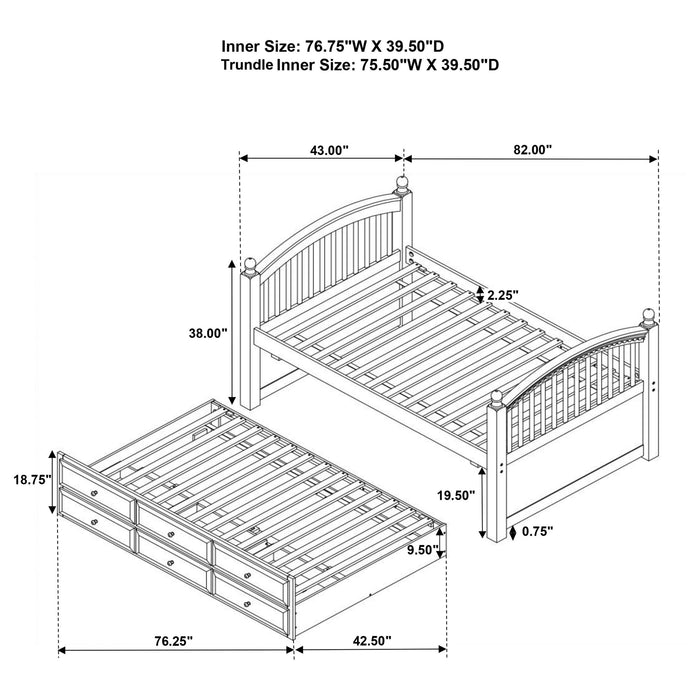 Norwood 3-drawer Twin Bed with Captains Trundle Chestnut - Walo Furniture 