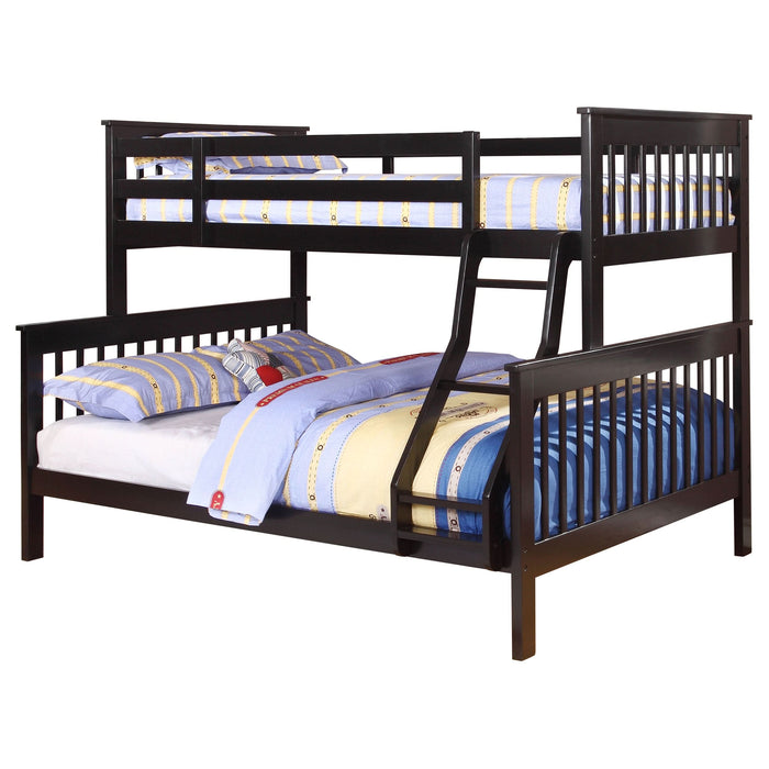 Chapman Wood Twin Over Full Bunk Bed Black - Walo Furniture 