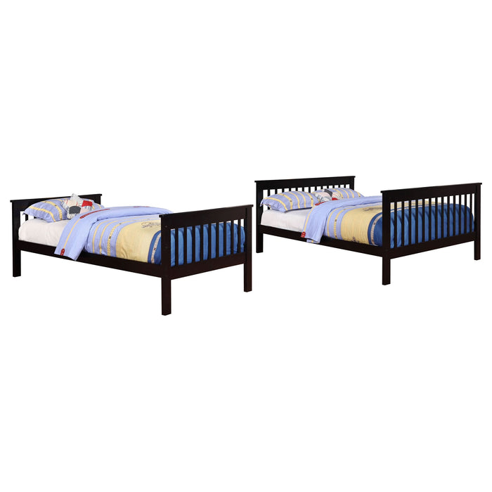 Chapman Wood Twin Over Full Bunk Bed Black - Walo Furniture 