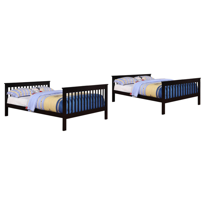 Chapman Wood Full Over Full Bunk Bed Black - Walo Furniture 