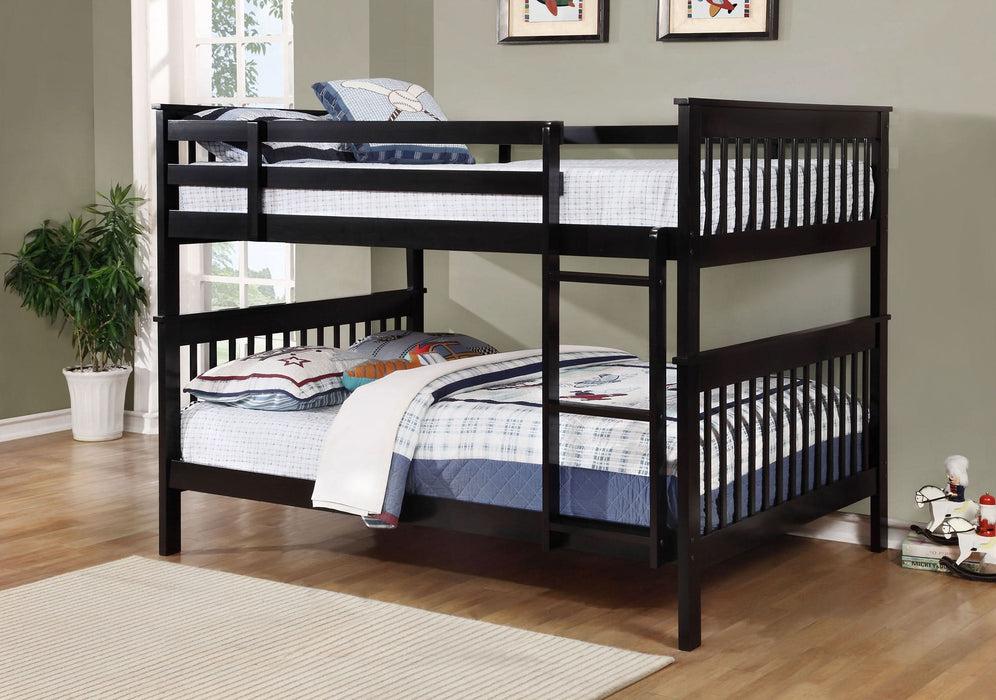 Chapman Wood Full Over Full Bunk Bed Black - Walo Furniture 