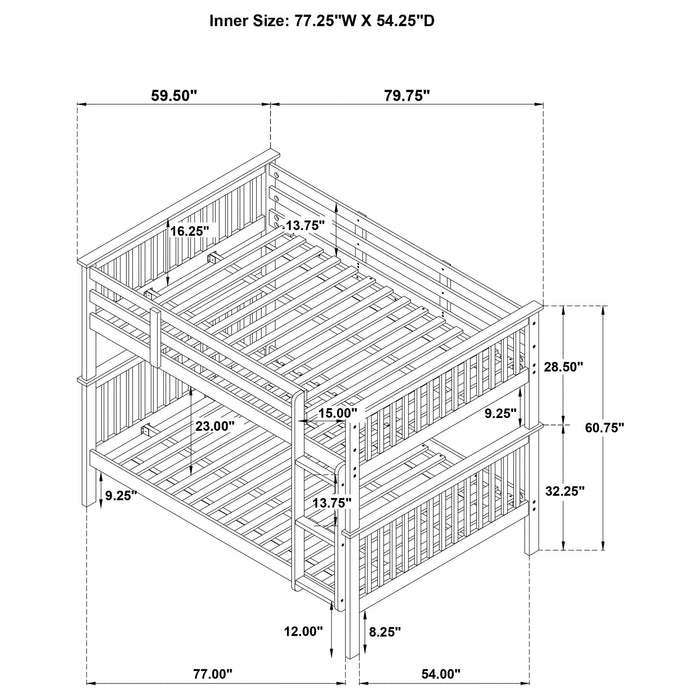 Chapman Wood Full Over Full Bunk Bed Black - Walo Furniture 