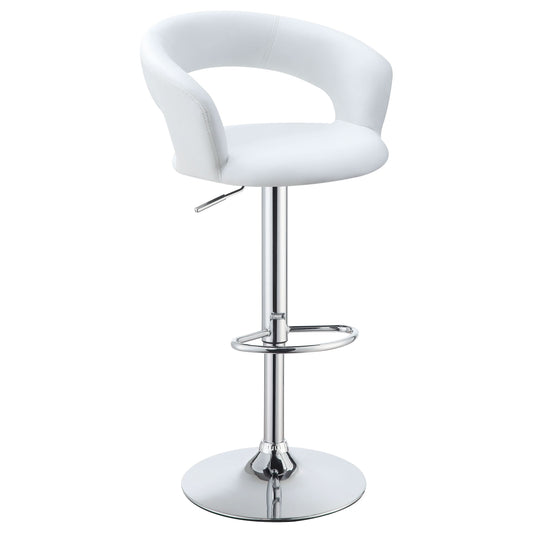 Barraza 29" Adjustable Height Bar Stool White and Chrome - Walo Furniture 