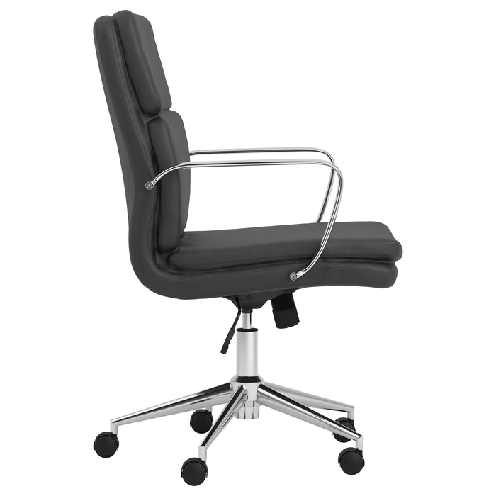 Ximena Upholstered Adjustable Mid Back Office Chair Black - Walo Furniture 