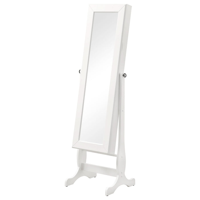 Batista Cheval Mirror with Jewelry Storage White - Walo Furniture 