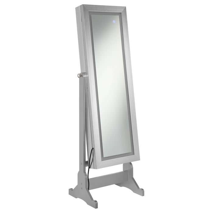 Moore Cheval Mirror with Jewelry Storage Silver - Walo Furniture 