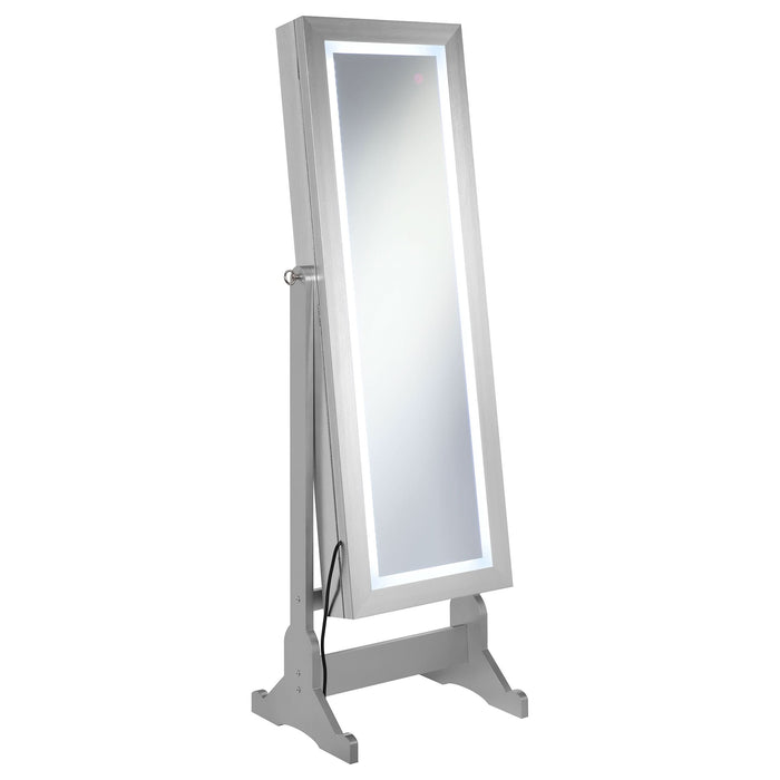 Moore Cheval Mirror with Jewelry Storage Silver - Walo Furniture 