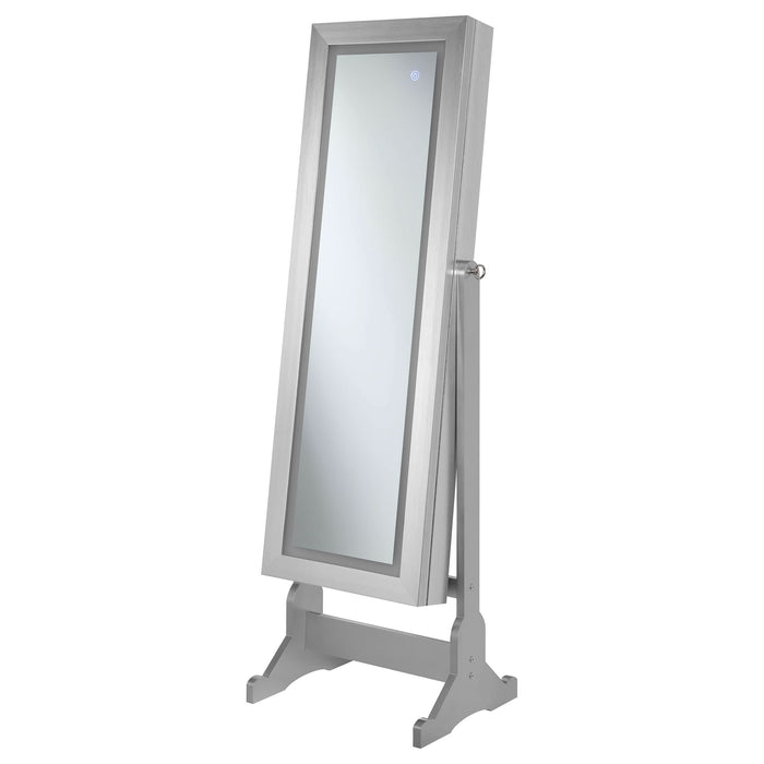 Moore Cheval Mirror with Jewelry Storage Silver - Walo Furniture 