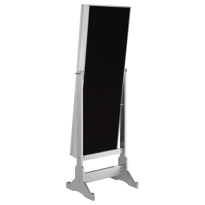 Moore Cheval Mirror with Jewelry Storage Silver - Walo Furniture 