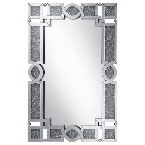 Jackie 32 x 47 Inch Acrylic Crystal Frame Wall Mirror Silver - Walo Furniture 