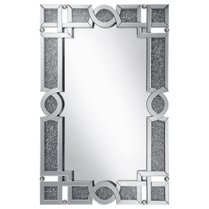 Jackie 32 x 47 Inch Acrylic Crystal Frame Wall Mirror Silver - Walo Furniture 