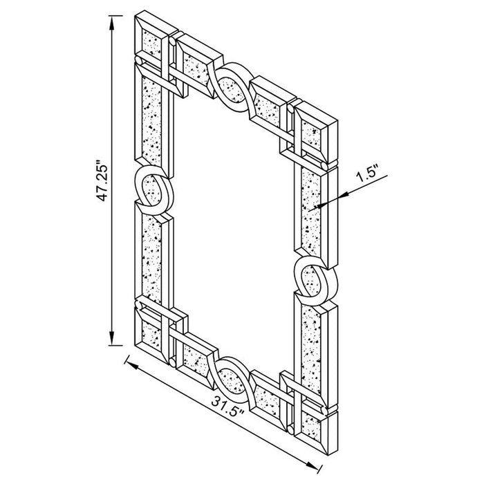 Jackie 32 x 47 Inch Acrylic Crystal Frame Wall Mirror Silver - Walo Furniture 