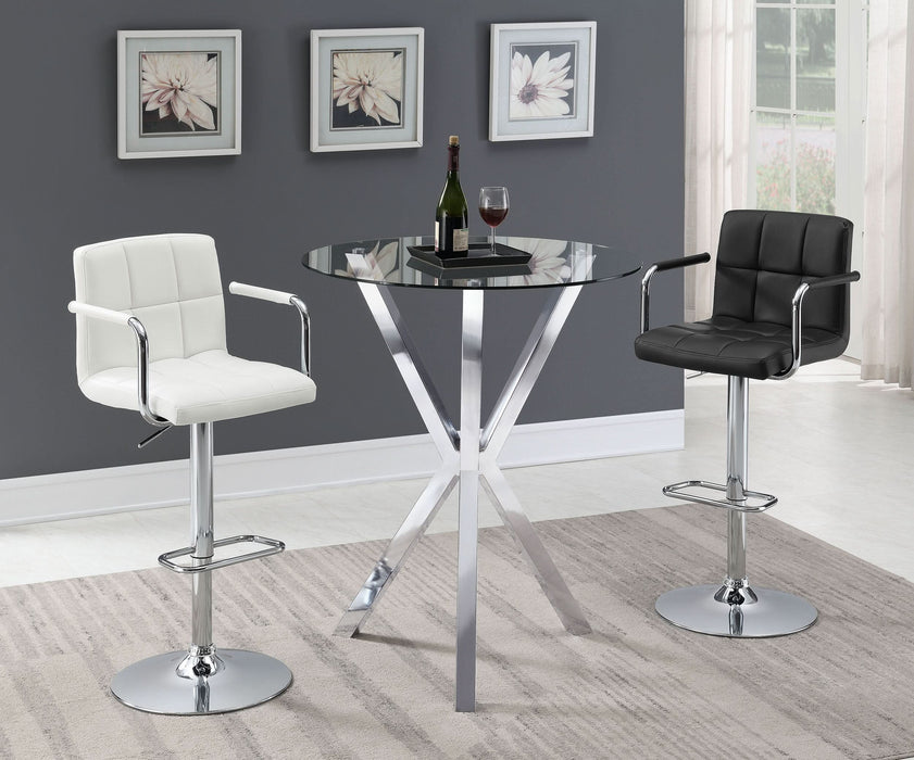 Denali Round 35-inch Glass Top Bistro Bar Table Chrome - Walo Furniture 