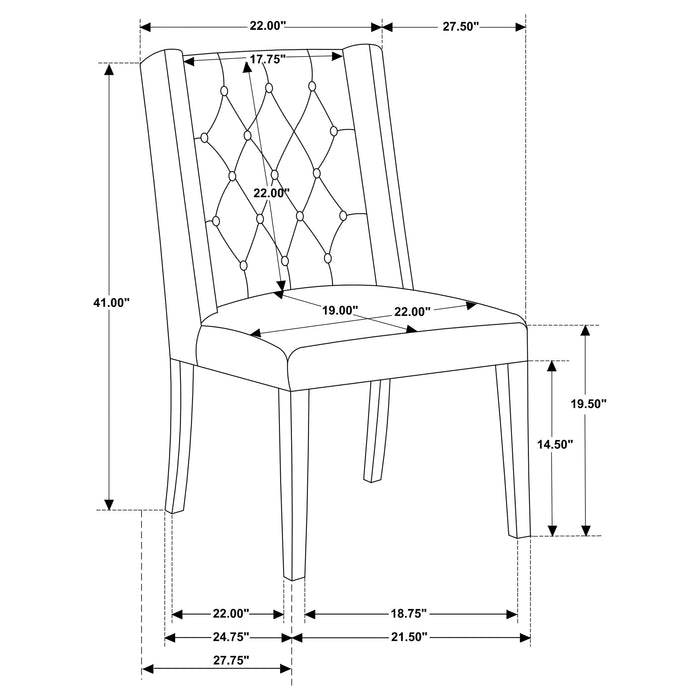 Bexley Fabric Upholstered Dining Side Chair Beige (Set of 2) - Walo Furniture 