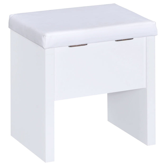 Harvey Vanity Set with Lift-Top Stool White - Walo Furniture 