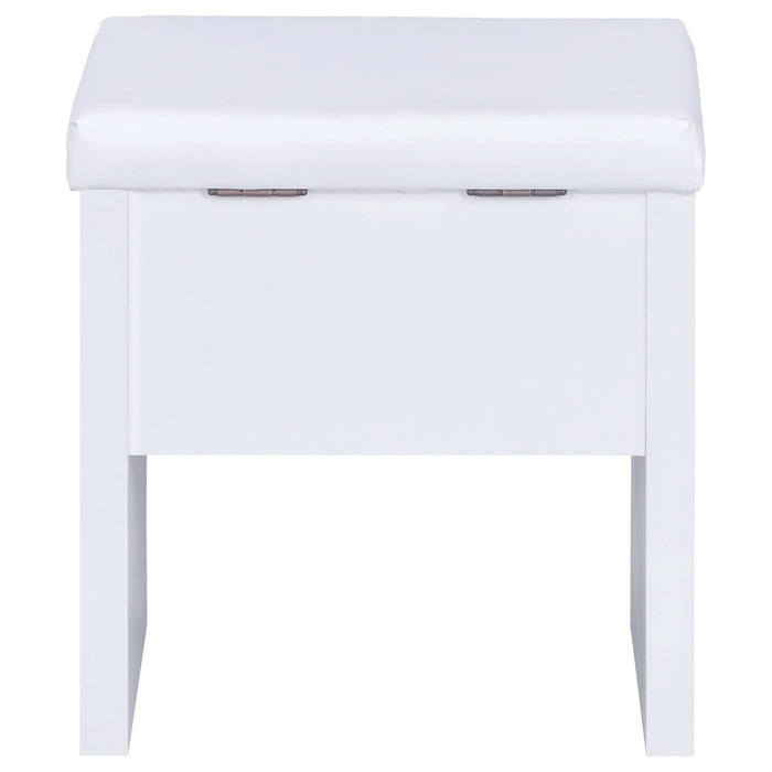 Harvey Vanity Set with Lift-Top Stool White - Walo Furniture 