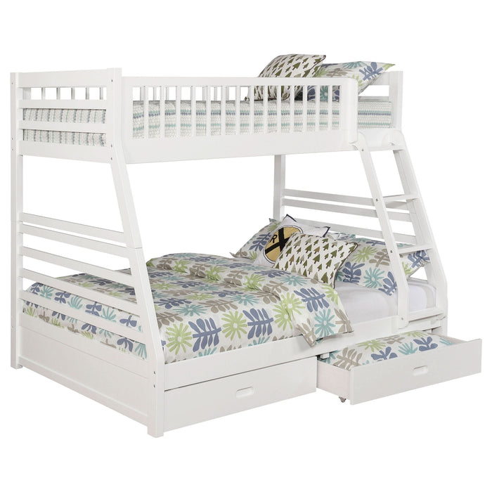 Ashton 2-drawer Wood Twin Over Full Bunk Bed White - Walo Furniture 