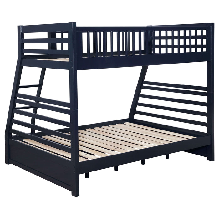 Ashton 2-drawer Wood Twin Over Full Bunk Bed Navy Blue - Walo Furniture 