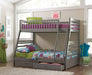 Ashton 2-drawer Wood Twin Over Full Bunk Bed Grey - Walo Furniture 