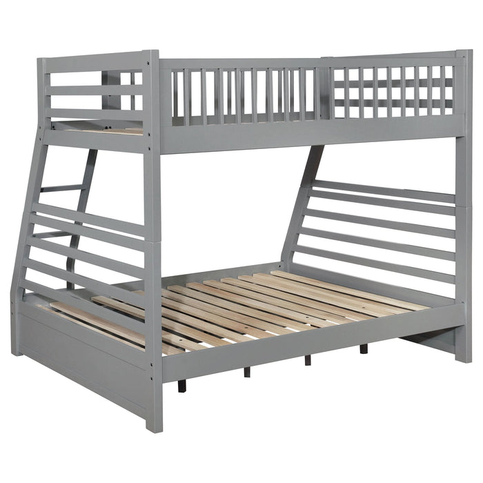 Ashton 2-drawer Wood Twin Over Full Bunk Bed Grey - Walo Furniture 