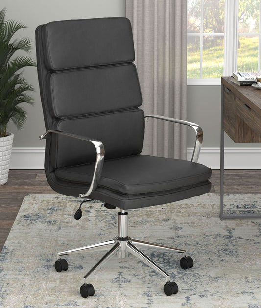 Ximena Upholstered Adjustable High Back Office Chair Black - Walo Furniture 