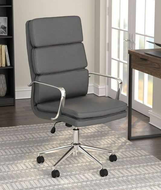 Ximena Upholstered Adjustable High Back Office Chair Grey - Walo Furniture 