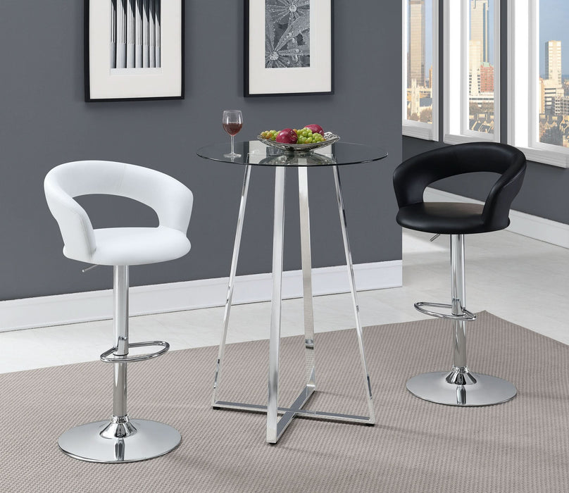 Zanella Round 30-inch Glass Top Bistro Bar Table Chrome - Walo Furniture 