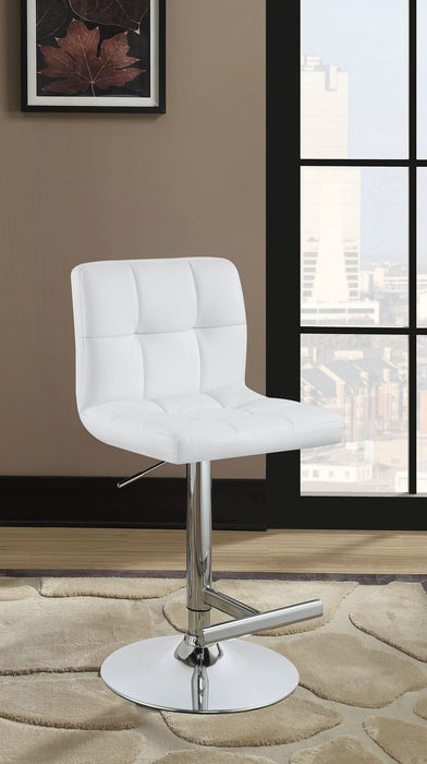 Lenny Upholstered Adjustable Bar Stool White (Set of 2) - Walo Furniture 