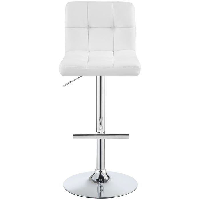 Lenny Upholstered Adjustable Bar Stool White (Set of 2) - Walo Furniture 