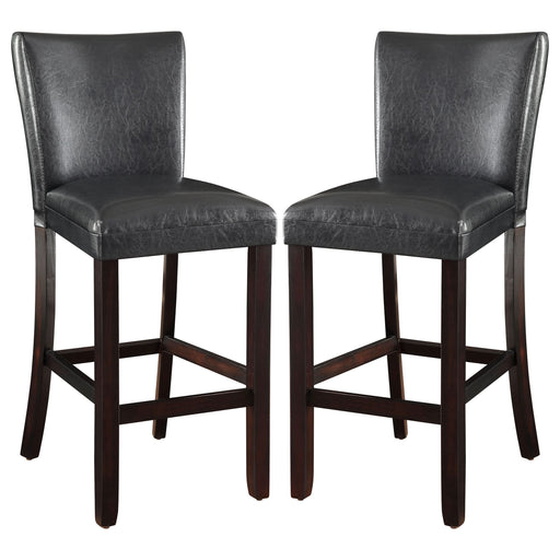 Alberton Leatherette Upholstered Bar Chair Black (Set of 2) - Walo Furniture 