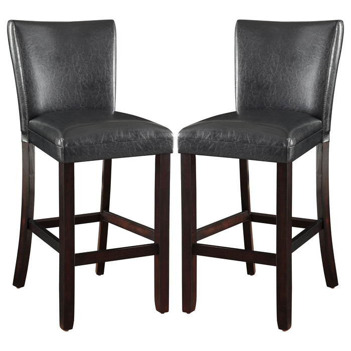 Alberton Leatherette Upholstered Bar Chair Black (Set of 2) - Walo Furniture 