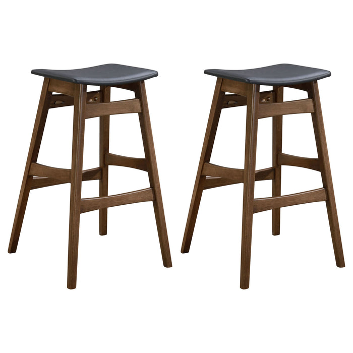 Finnick Cushioned Backless Bar Stool Walnut (Set of 2) - Walo Furniture 