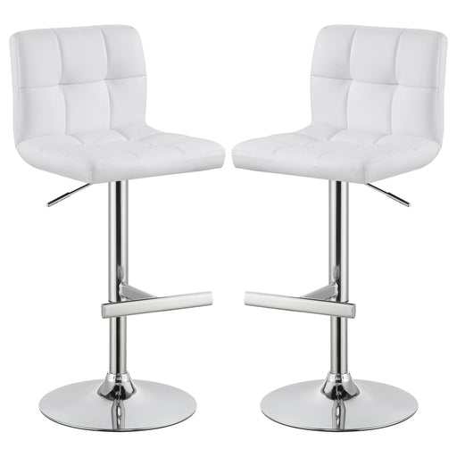 Lenny Upholstered Adjustable Bar Stool White (Set of 2) - Walo Furniture 