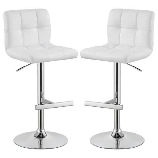 Lenny Upholstered Adjustable Bar Stool White (Set of 2) - Walo Furniture 