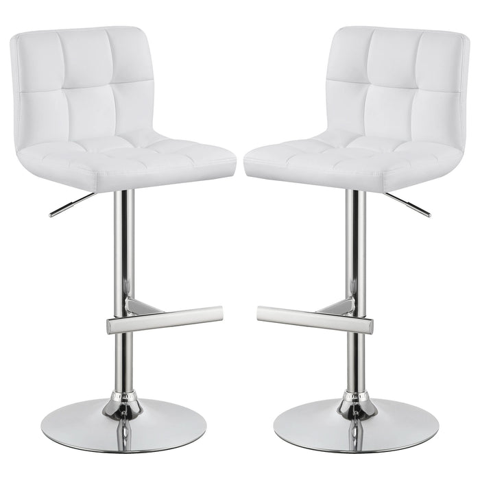 Lenny Upholstered Adjustable Bar Stool White (Set of 2) - Walo Furniture 