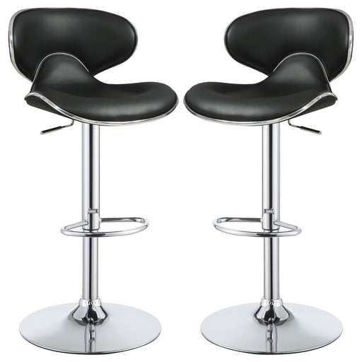 Edenton Upholstered Adjustable Bar Stool Black (Set of 2) - Walo Furniture 