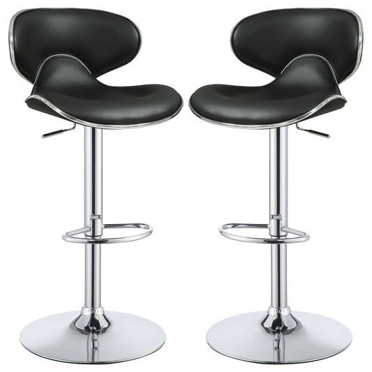 Edenton Upholstered Adjustable Bar Stool Black (Set of 2) - Walo Furniture 