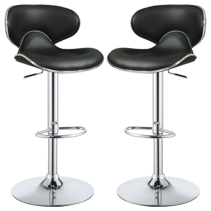 Edenton Upholstered Adjustable Bar Stool Black (Set of 2) - Walo Furniture 