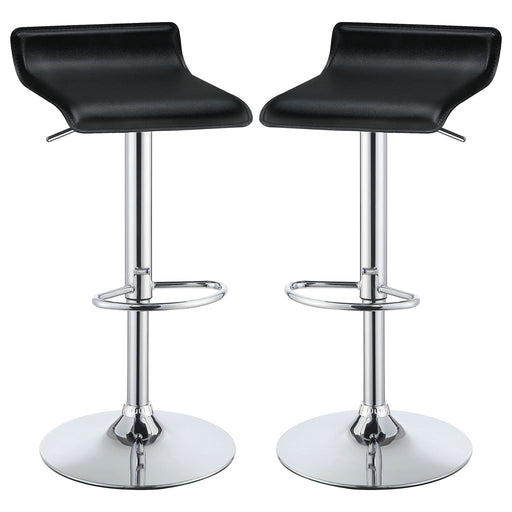 Bidwell Upholstered Adjustable Bar Stool Black (Set of 2) - Walo Furniture 