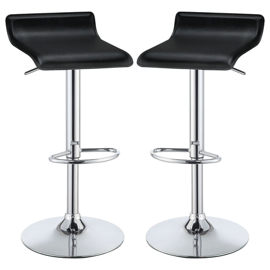 Bidwell Upholstered Adjustable Bar Stool Black (Set of 2) - Walo Furniture 