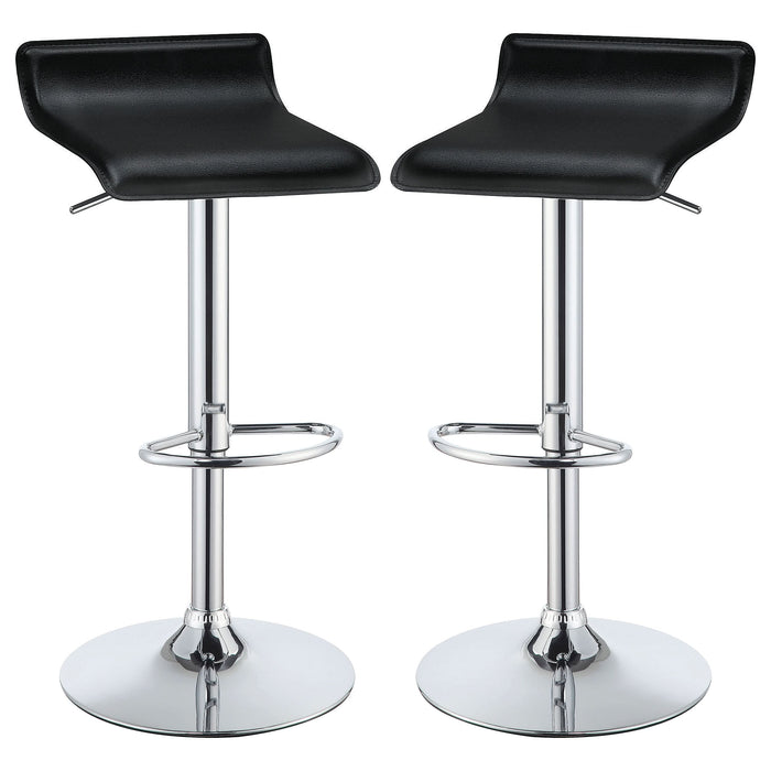 Bidwell Upholstered Adjustable Bar Stool Black (Set of 2) - Walo Furniture 